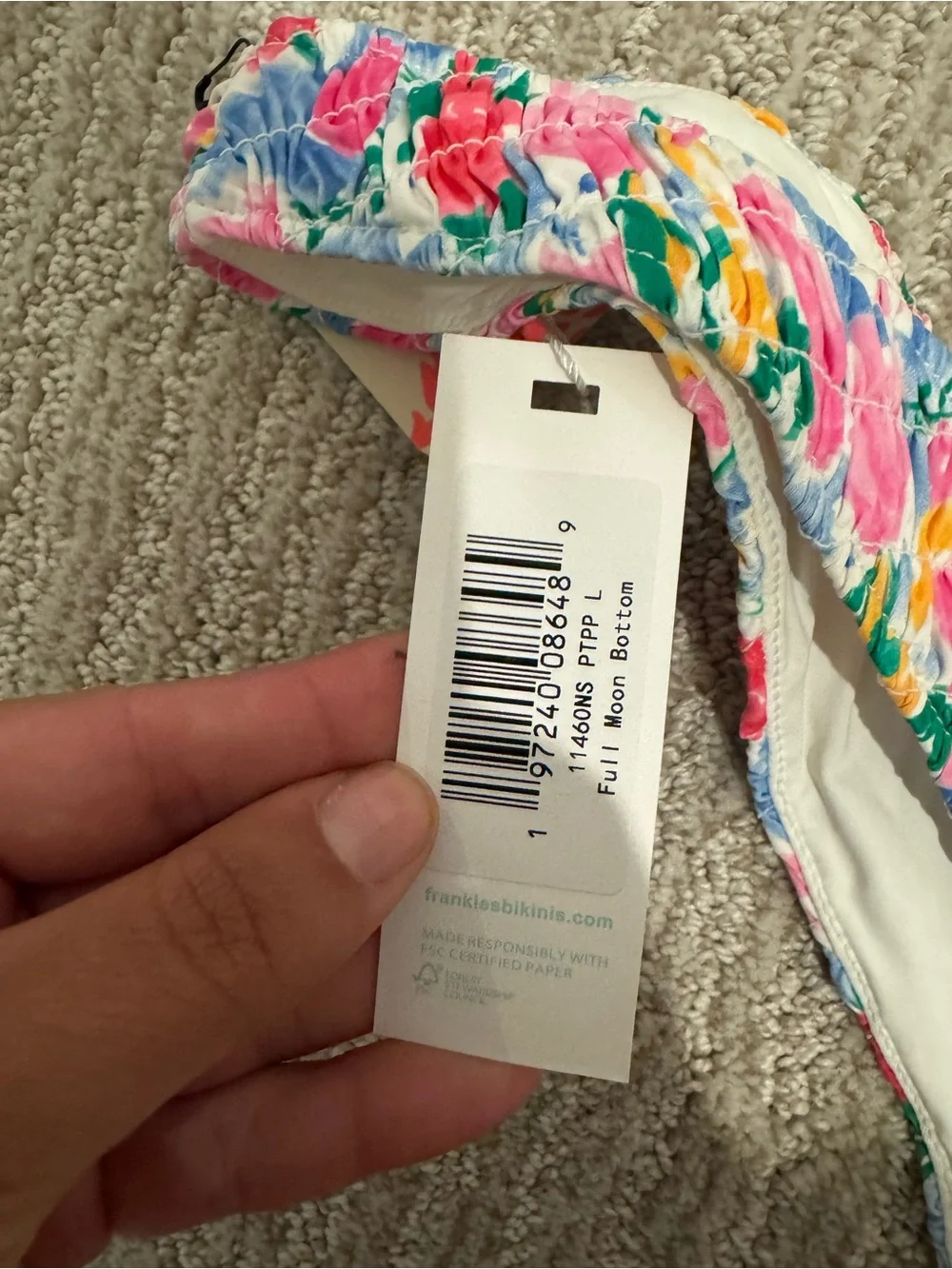 Frankie's Bikinis Multicolor Floral Bandeau Bikini — Pink, Blue, Green, Yellow